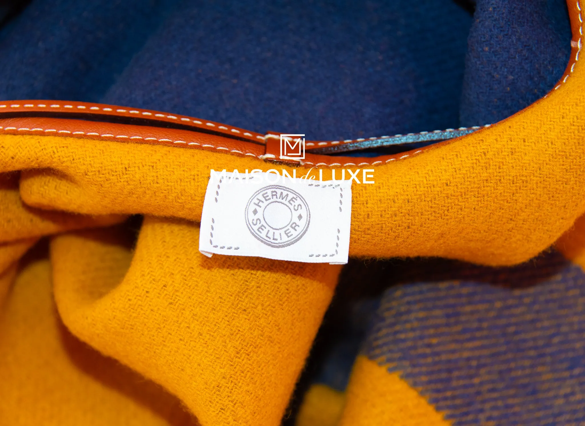 Hermes Rocabar Reversible Poncho Navy / Paille