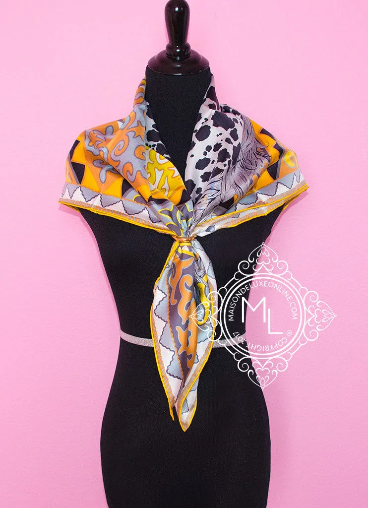 Hermes Yellow Twill Silk 90 cm Appaloosa des Steppes Scarf