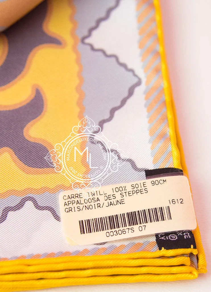 Hermes Yellow Twill Silk 90 cm Appaloosa des Steppes Scarf