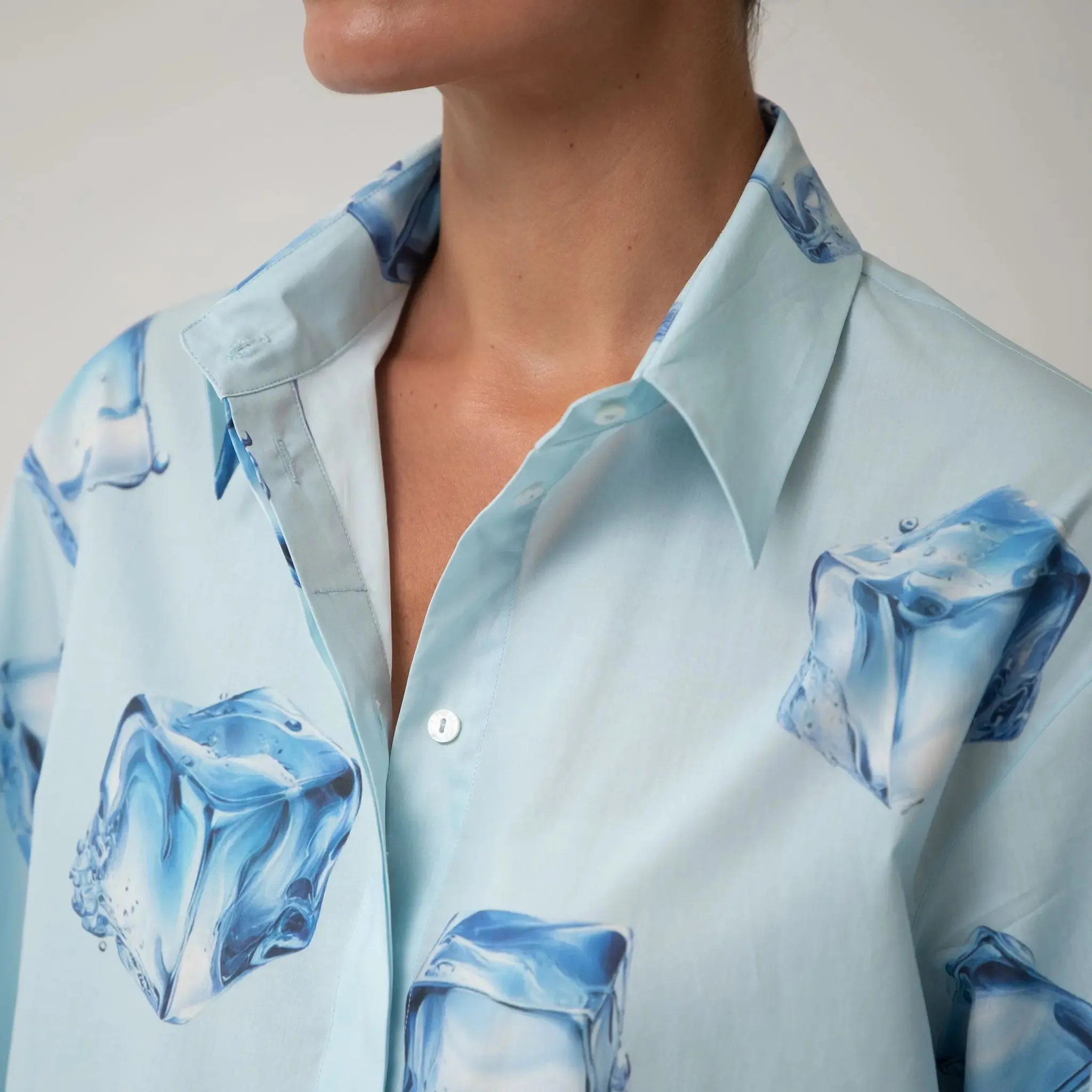 InStyle Cotton Poplin Shirt Ice Cubes