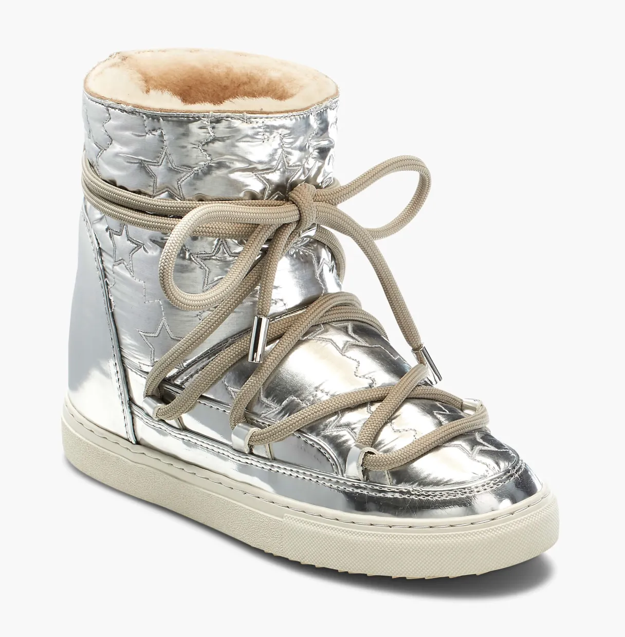 INUIKII Bomber Star Wedge Silver Boots