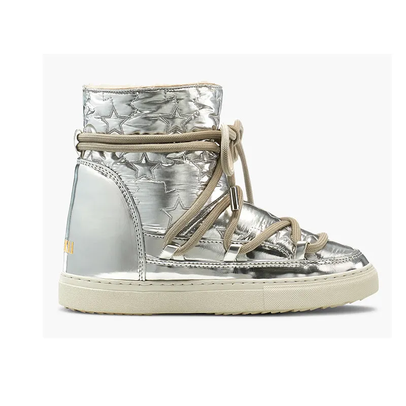 INUIKII Bomber Star Wedge Silver Boots