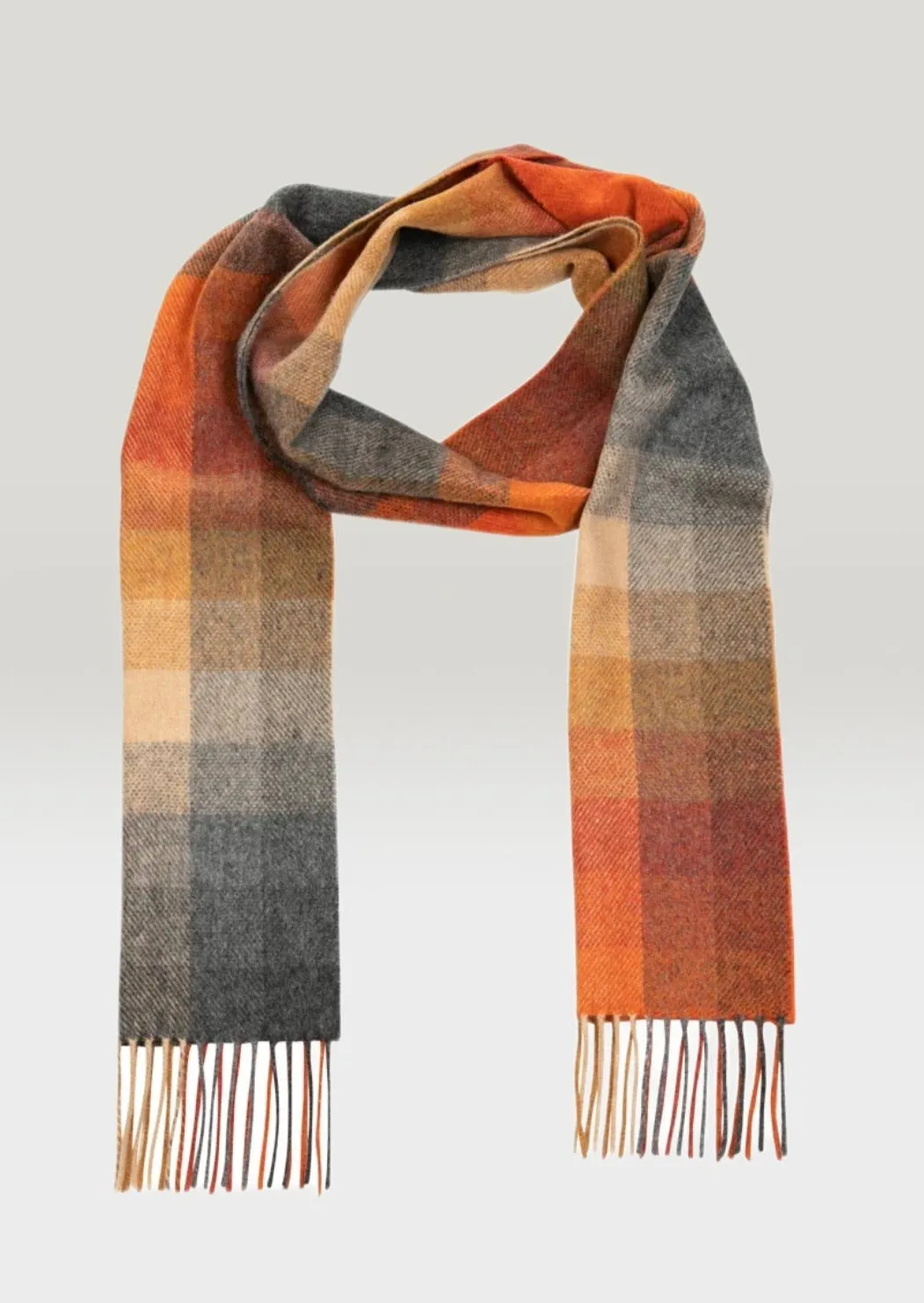 John Hanly Lambswool Scarf | Orange Grey