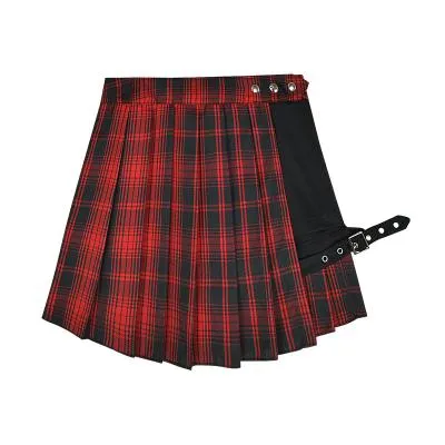 K-Pop Pleated Plaid Open Skirt Shorts SD00783