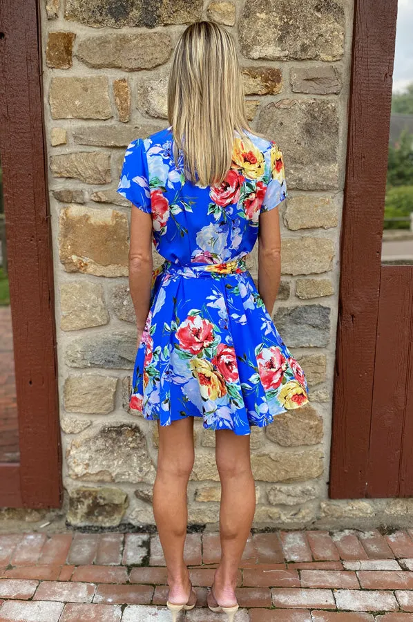 Kennedy Silk Dress - Royal Floral