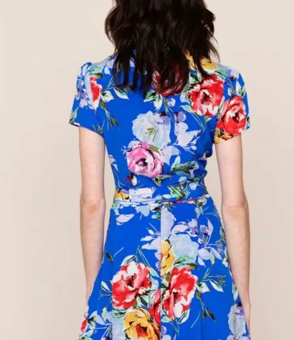 Kennedy Silk Dress - Royal Floral