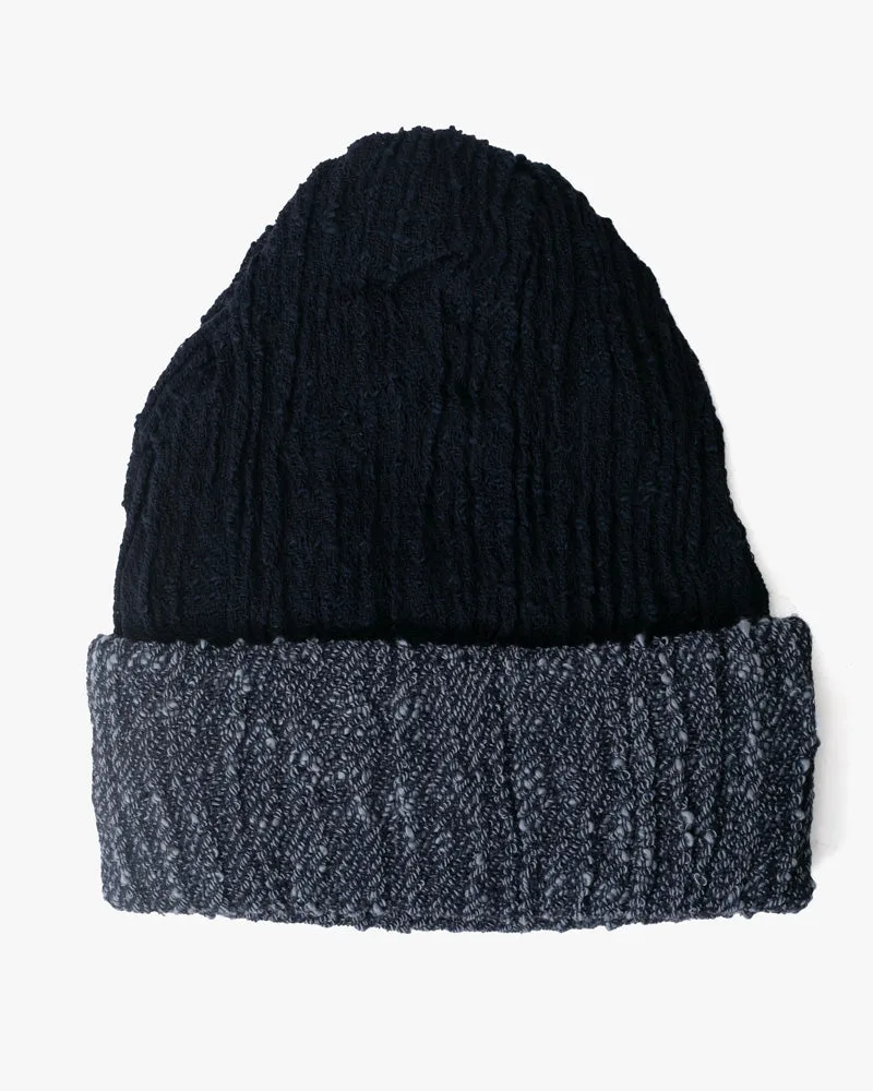 Kobo Oriza Knit Cap, Multi Functional, Cotton, Split Navy and Indigo, 9˝