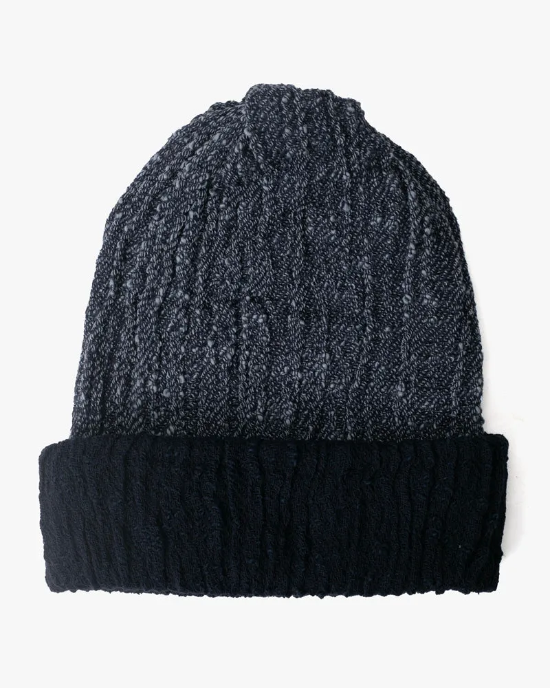 Kobo Oriza Knit Cap, Multi Functional, Cotton, Split Navy and Indigo, 9˝