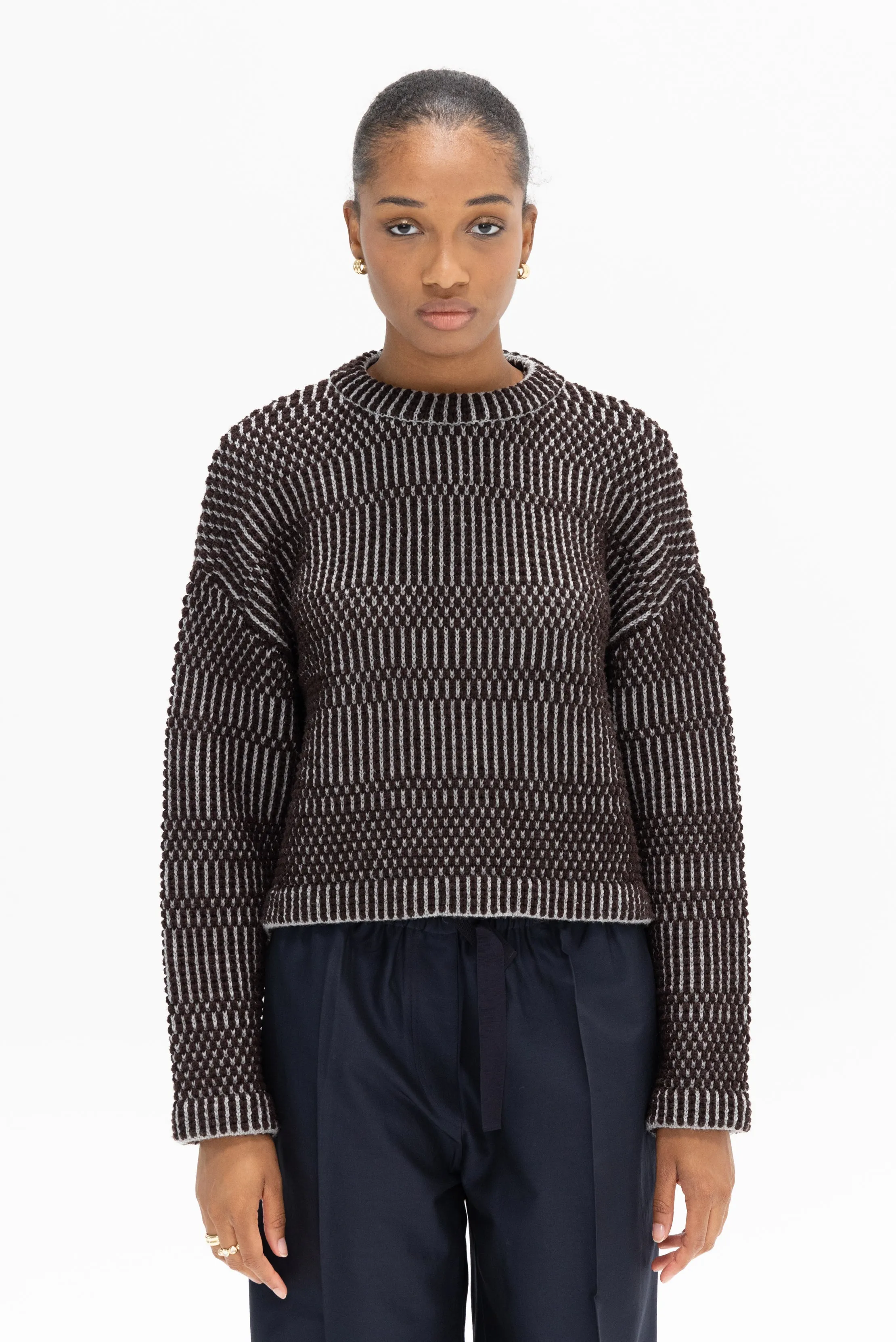 Kouruma Sweater, Grey Brown Bubbles