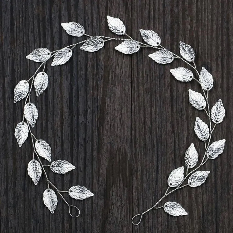 Leaf Metal Bridal Racewear Grecian Headpiece Headband Tiara - Silver (Style 4)