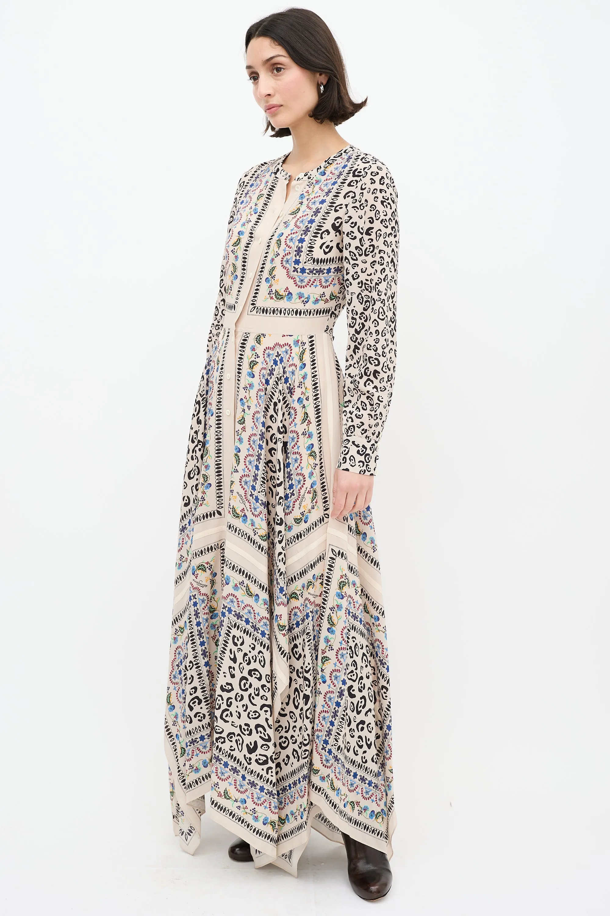 Light Pink & Multi Printed Maxi Dress