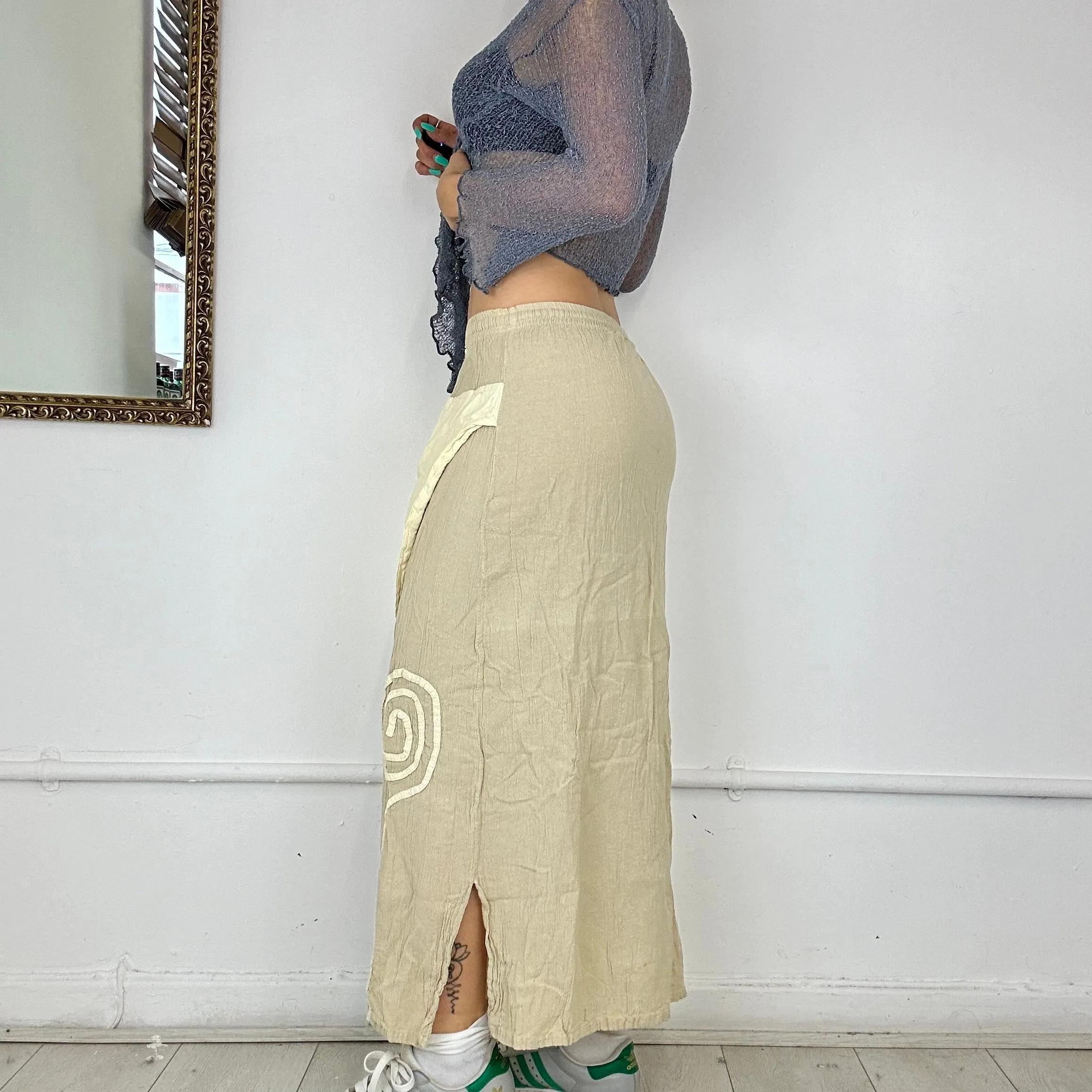 linen layered maxi skirt