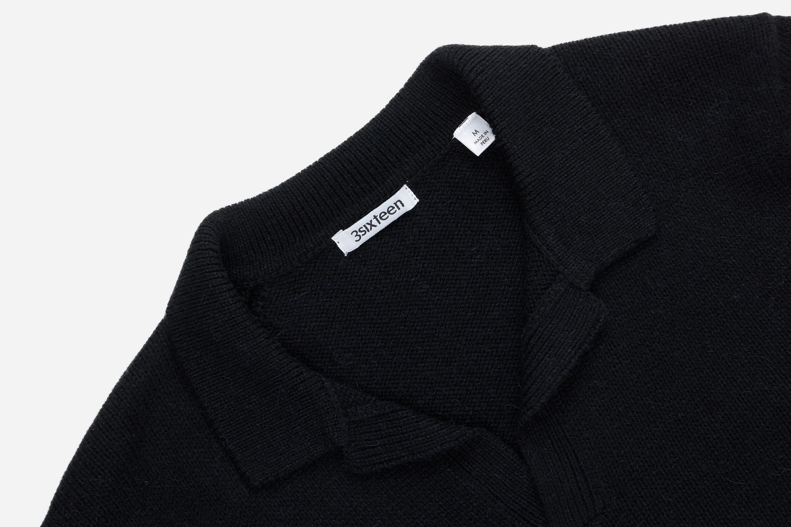 Long Sleeve Knit Polo ~ Black Alpaca