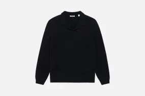 Long Sleeve Knit Polo ~ Black Alpaca