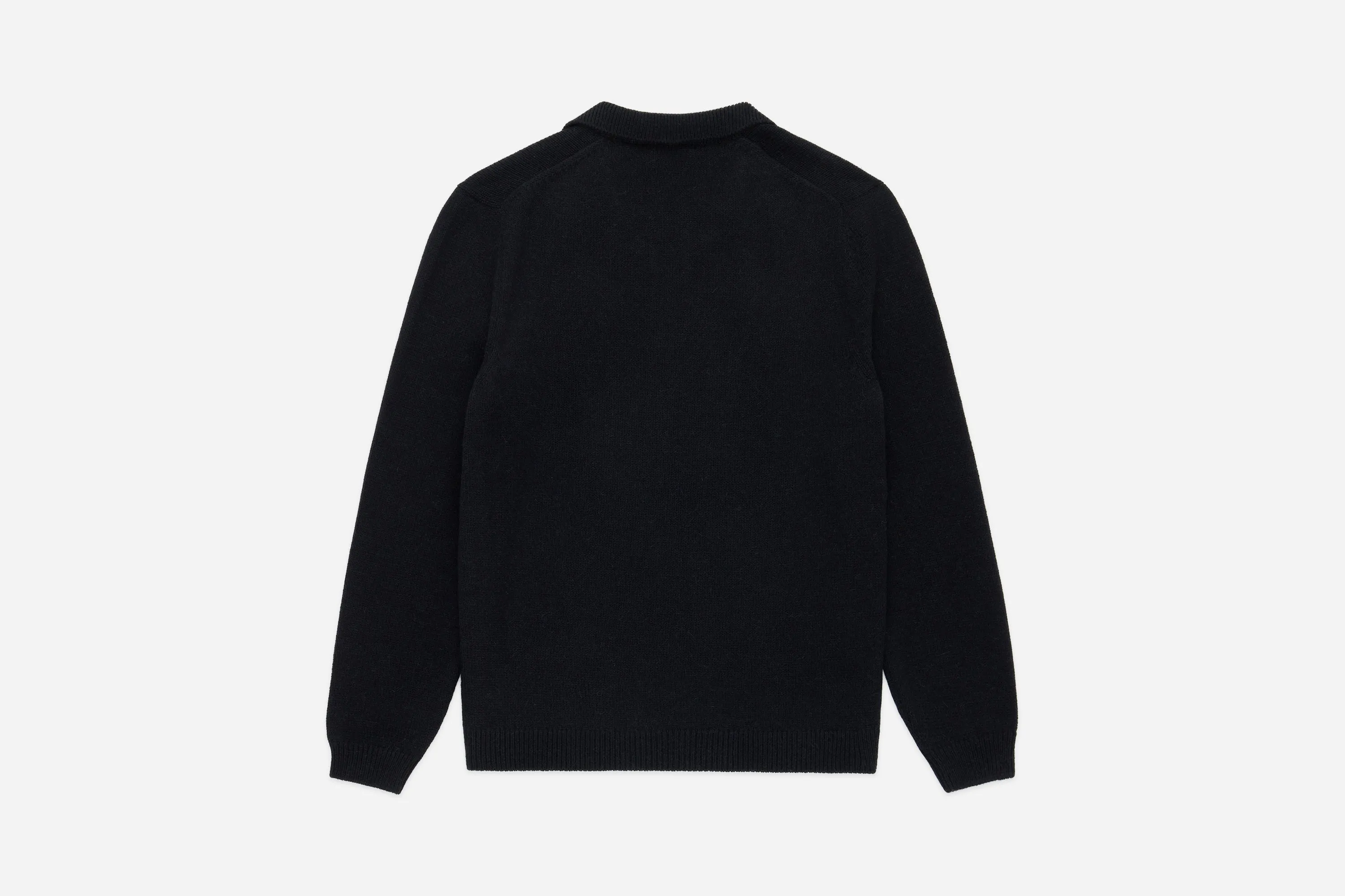 Long Sleeve Knit Polo ~ Black Alpaca