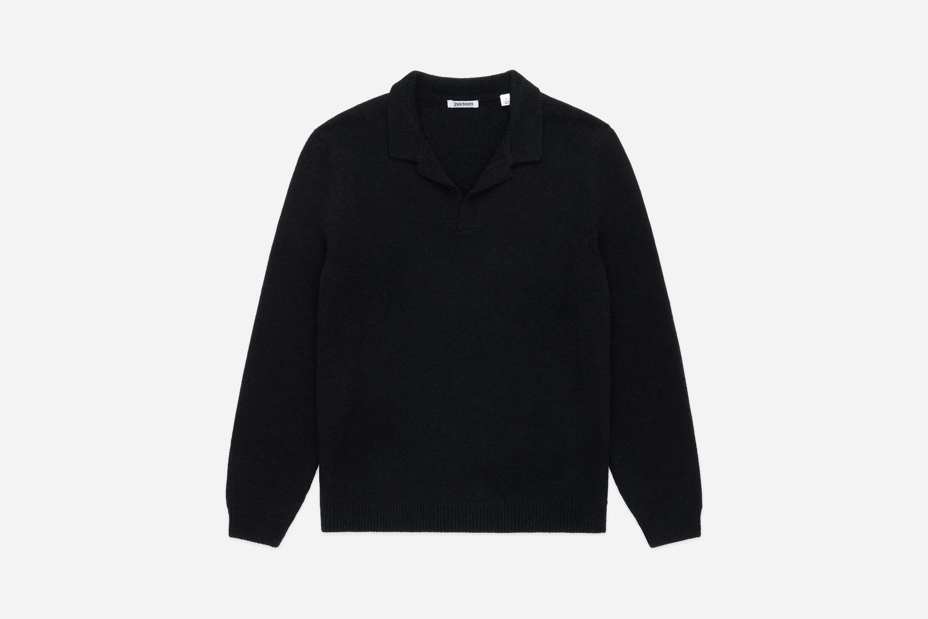 Long Sleeve Knit Polo ~ Black Alpaca