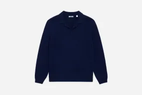 Long Sleeve Knit Polo ~ Midnight Alpaca