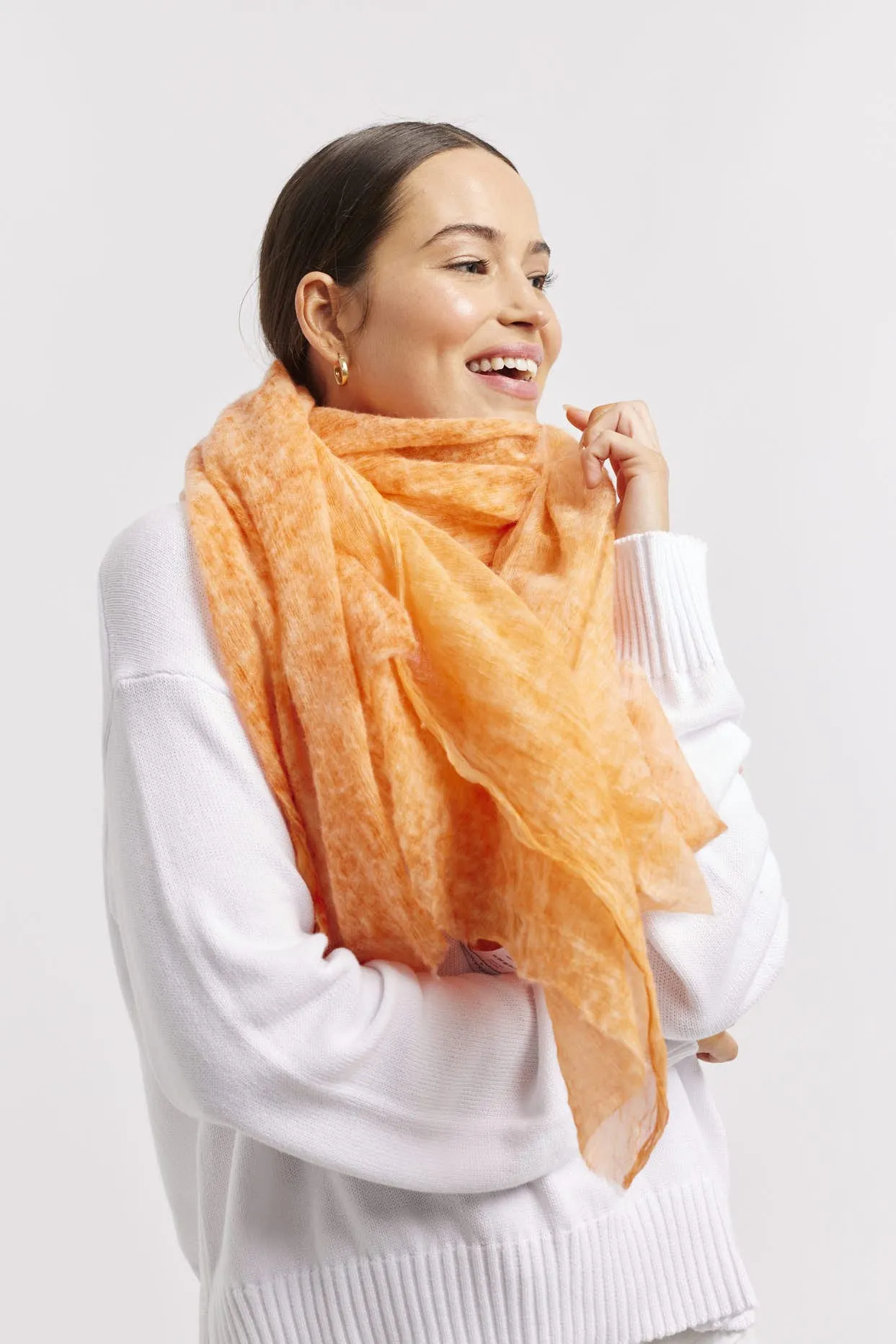 Louisa Wool Silk Scarf in Orange