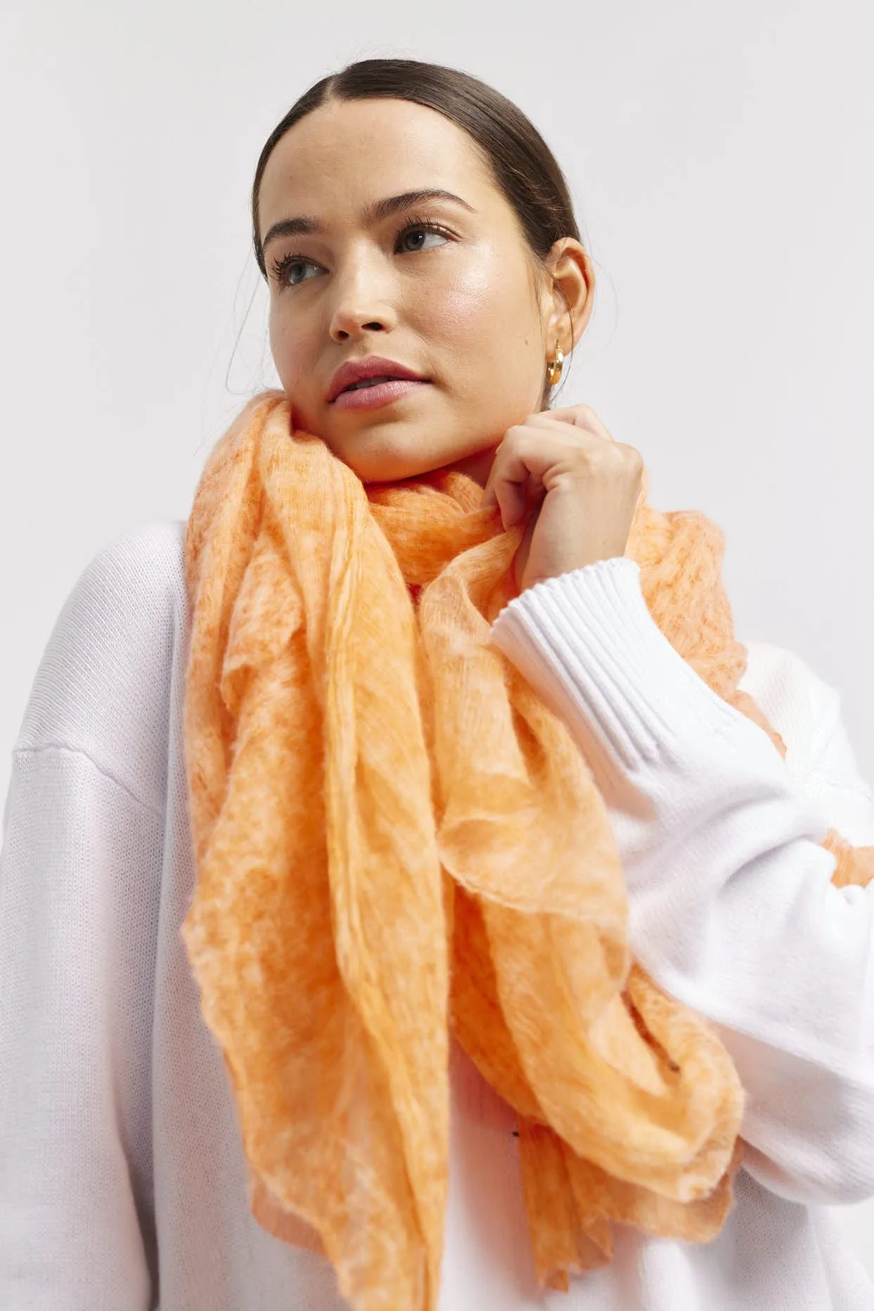 Louisa Wool Silk Scarf in Orange