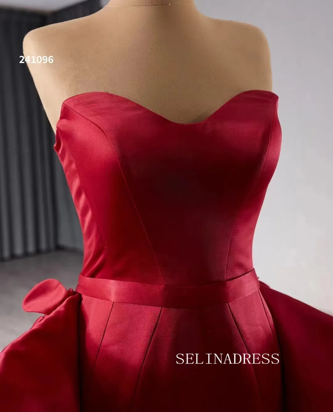 Luxury Red Mermaid Long Formal Dresses Overskirt Evening Dress 241096