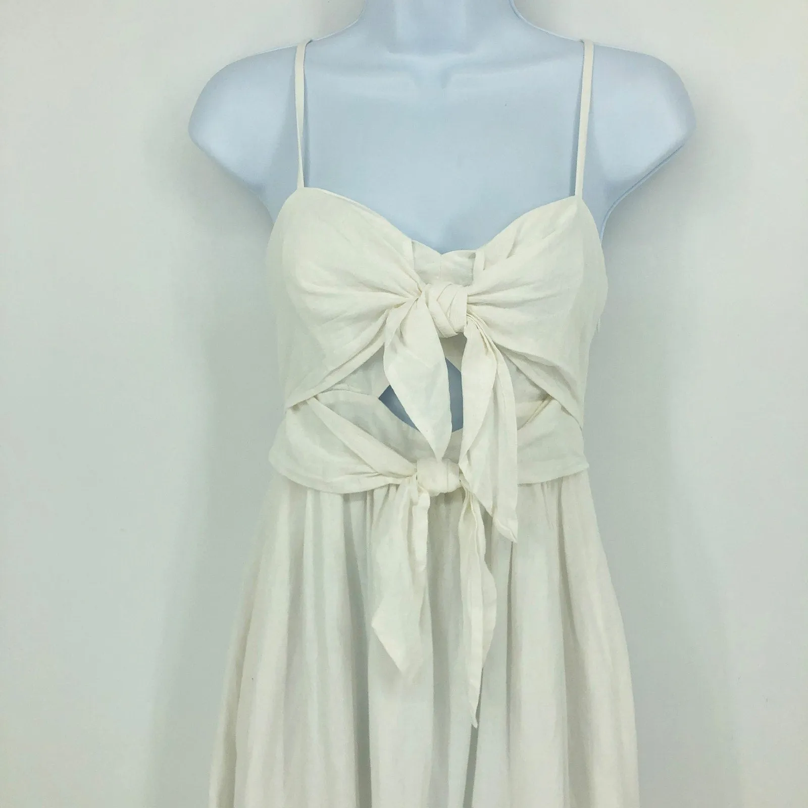 MADEWELL Sweetheart Midi Dress 4 White Double-Tie Cutout Sleeveless NL181 NWT