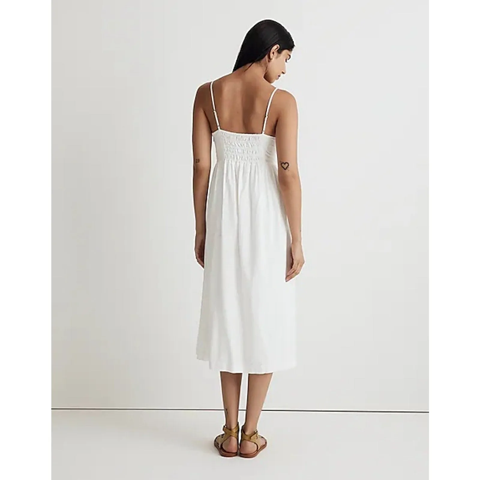 MADEWELL Sweetheart Midi Dress 4 White Double-Tie Cutout Sleeveless NL181 NWT