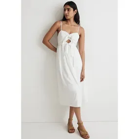 MADEWELL Sweetheart Midi Dress 4 White Double-Tie Cutout Sleeveless NL181 NWT