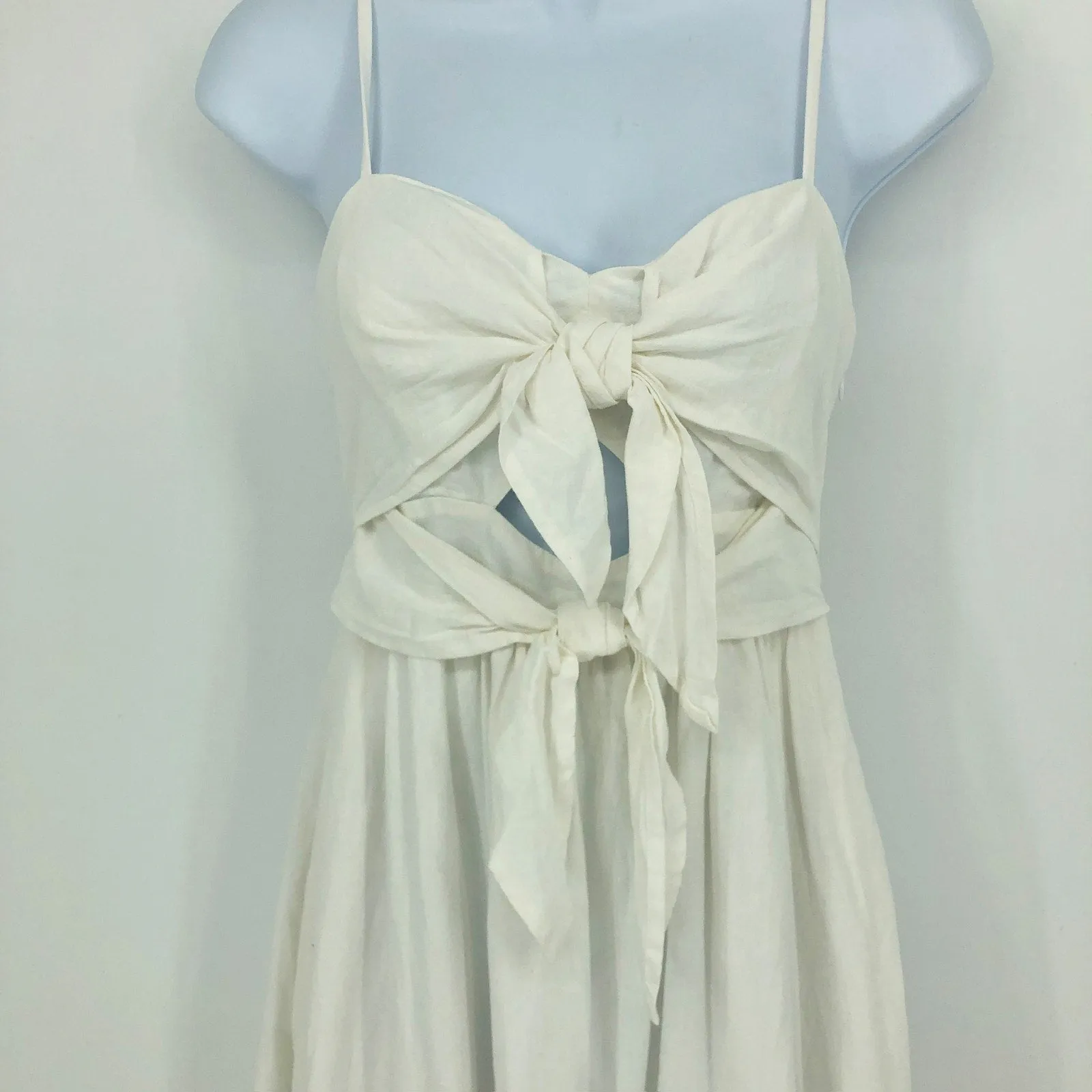 MADEWELL Sweetheart Midi Dress 4 White Double-Tie Cutout Sleeveless NL181 NWT