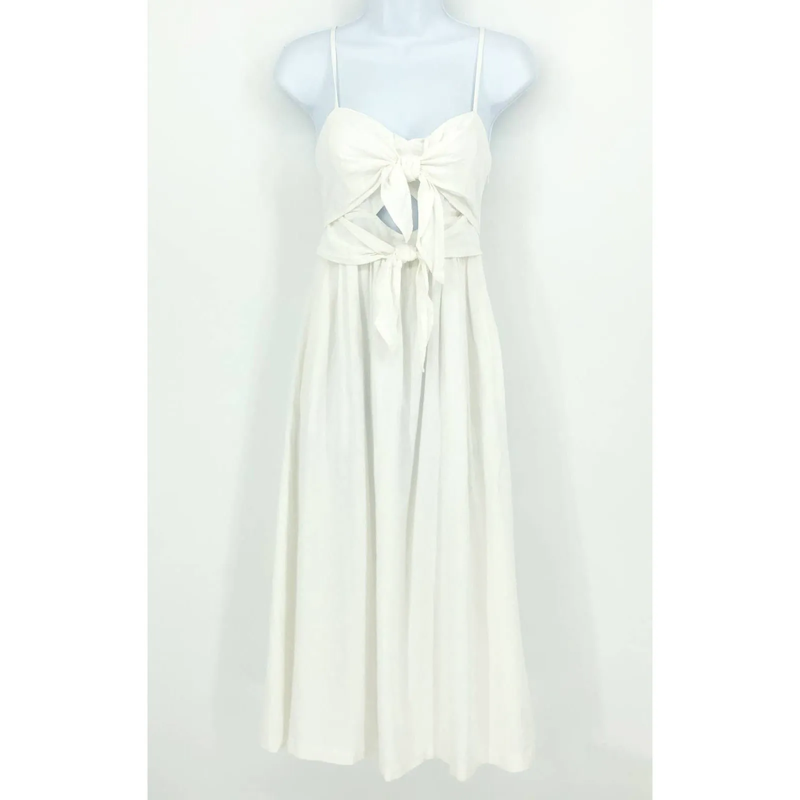 MADEWELL Sweetheart Midi Dress 4 White Double-Tie Cutout Sleeveless NL181 NWT