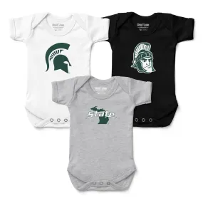 Michigan State Spartans 3-Pack Bodysuits