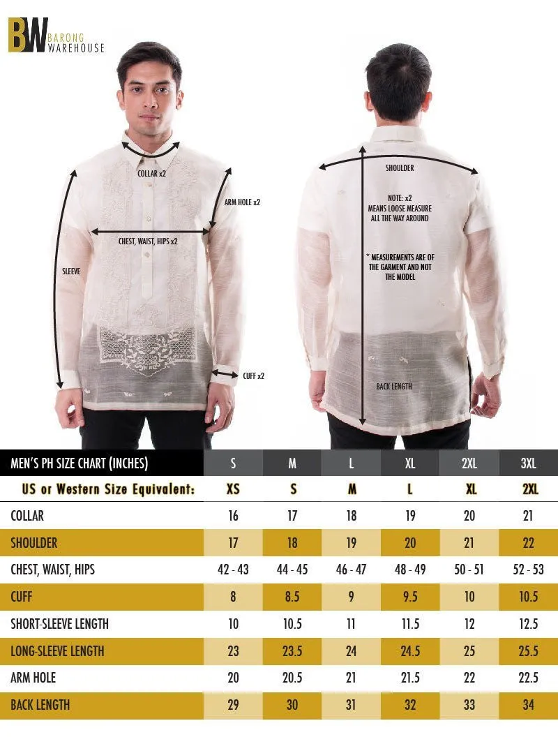 MJ38 - MADE-TO-ORDER - Jusi Pina Barong Tagalog Polo Jack Gray