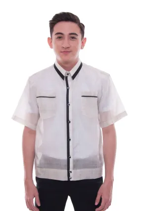 MJ39 - MADE-TO-ORDER - Jusi Pina Barong Tagalog Polo Jack Black