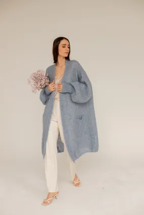 Mohair Alpaca Blue Cardigan