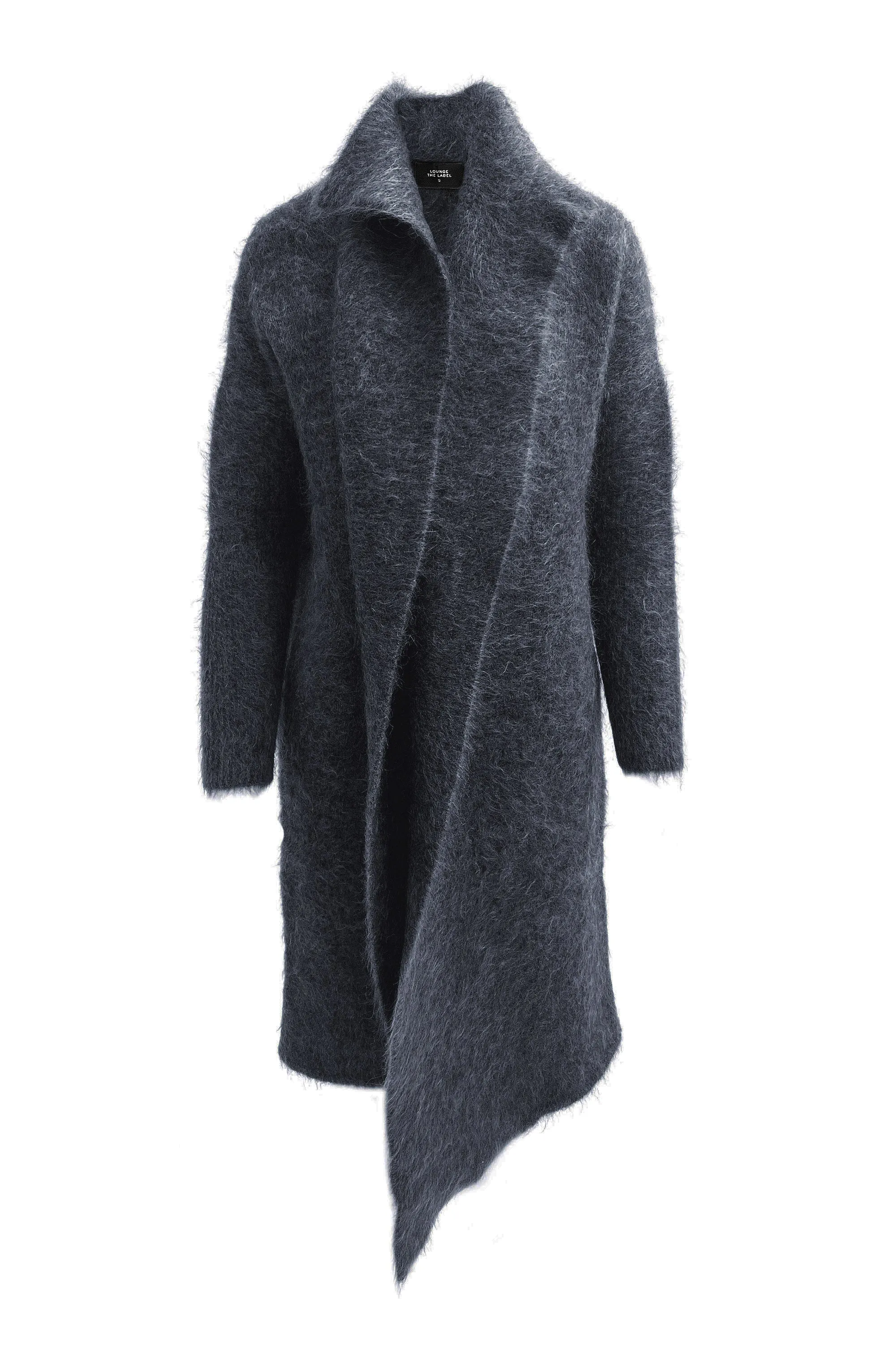 Mohair Wool Long Wrap Coat Blanc