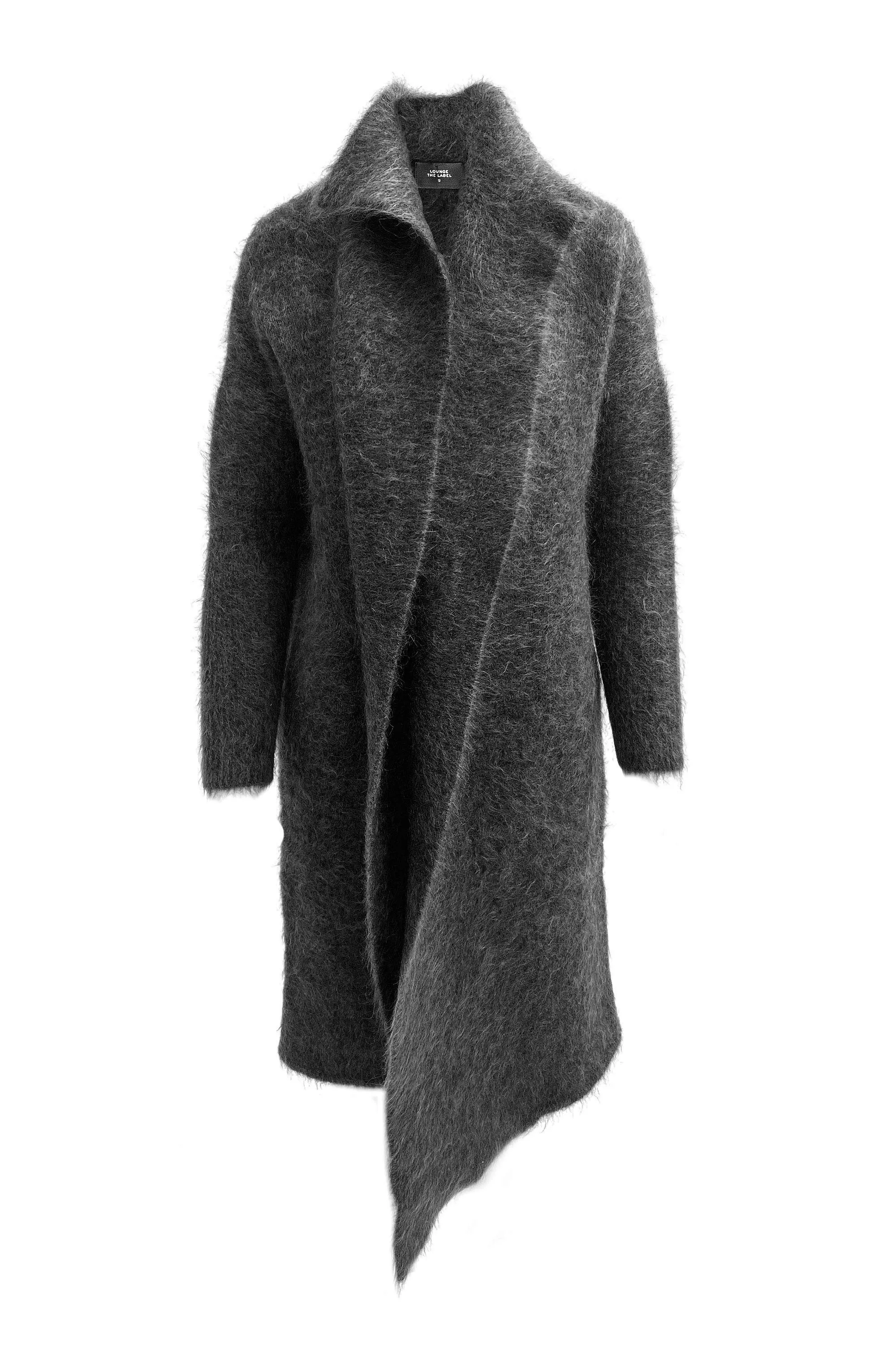 Mohair Wool Long Wrap Coat Blanc