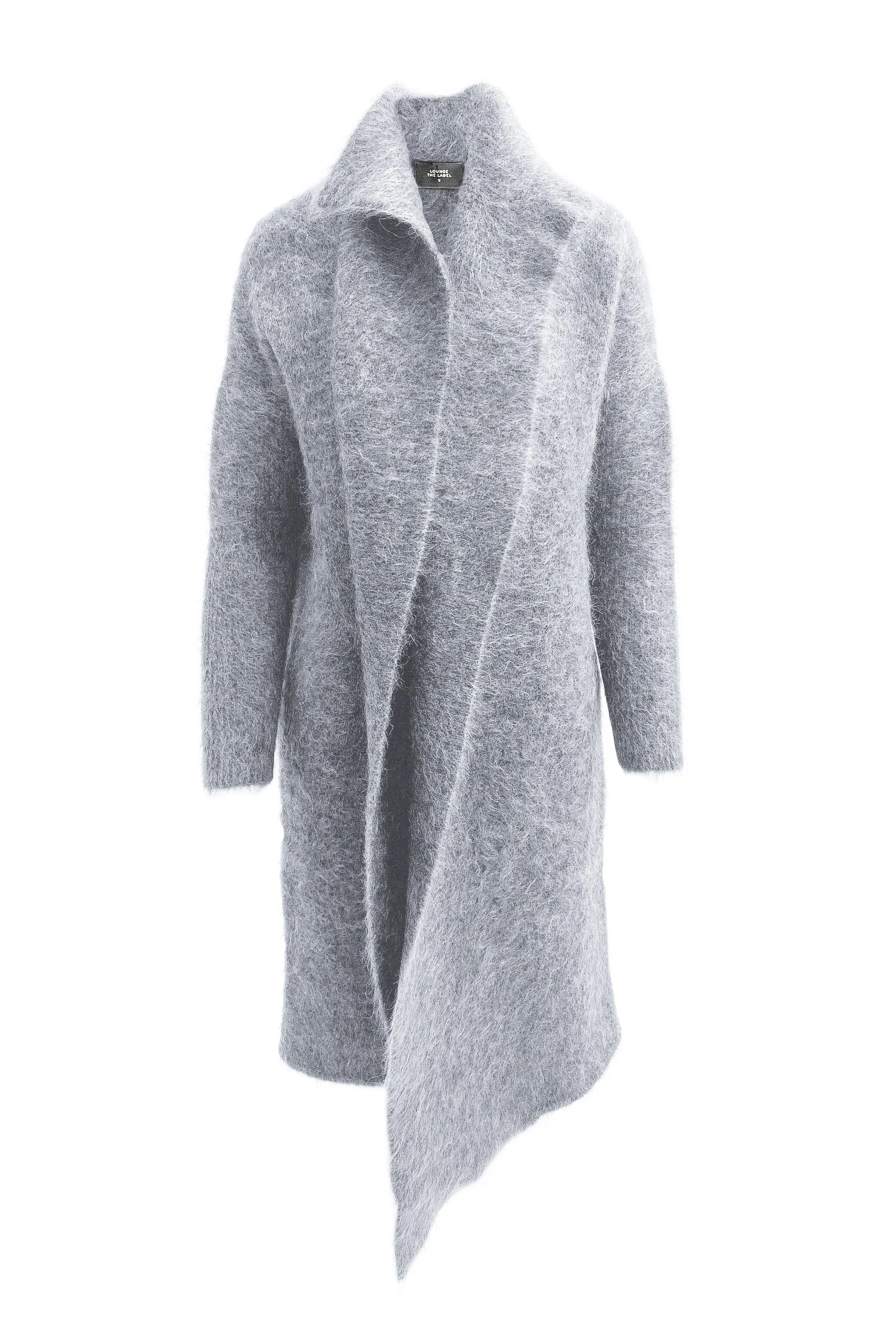 Mohair Wool Long Wrap Coat Blanc