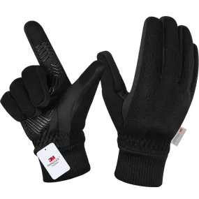 MOREOK Winter Gloves -10°F 3M Thinsulate Warm Gloves Bike Gloves Cycling Gloves for Driving/Cycling/Running/Hiking-Black-M