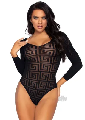 Mosaic Snap Crotch Bodysuit - One Size - Black