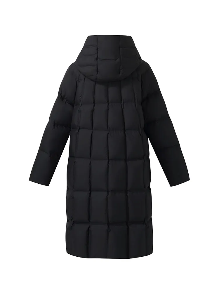 New Chinese-Style Button Hooded Goose Down Coat