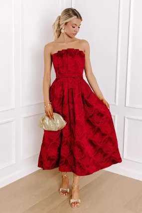 Night At The Gala Jacquard Midi in Wine