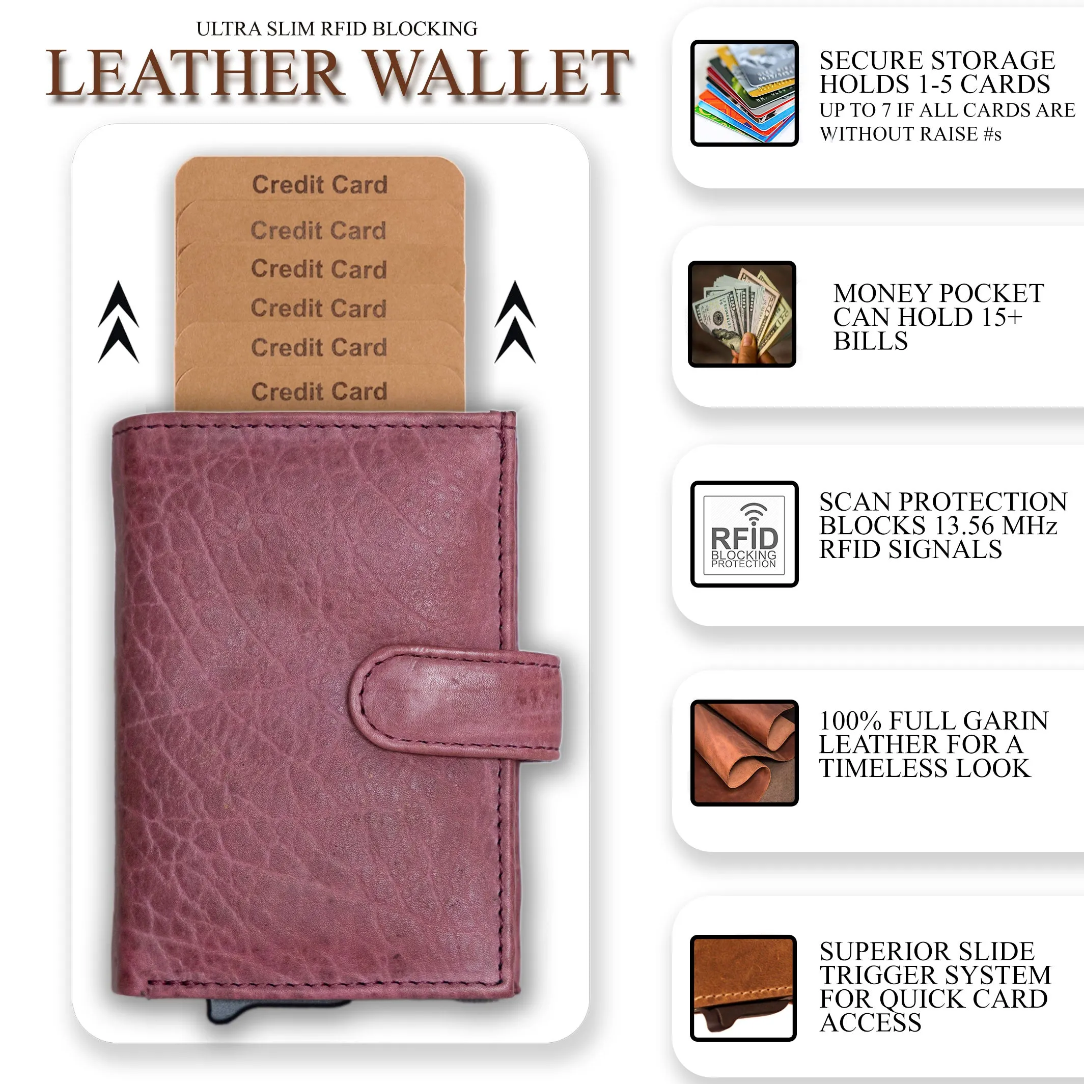 Nova RFID Compact Leather Wallet by Lady Conceal