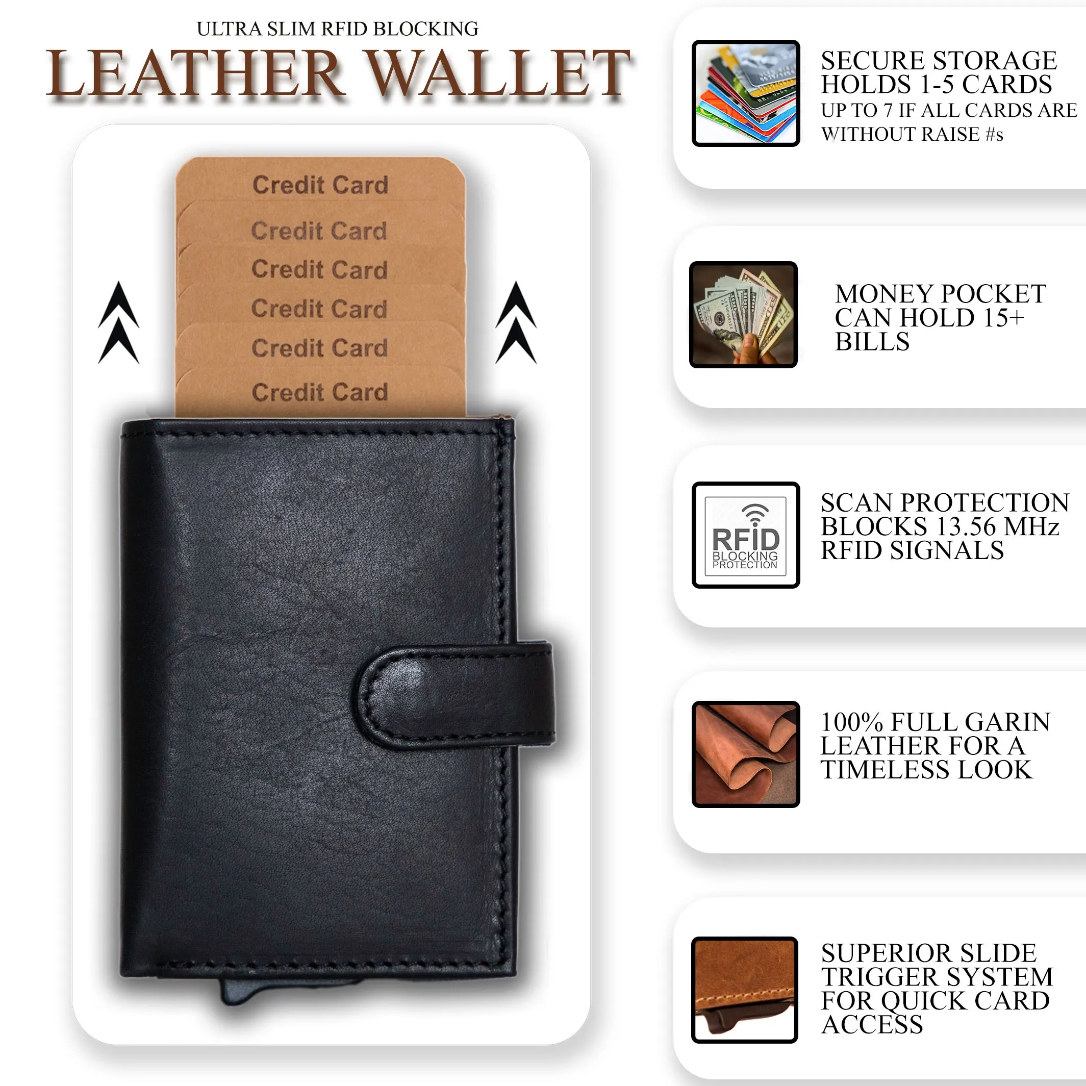 Nova RFID Compact Leather Wallet by Lady Conceal