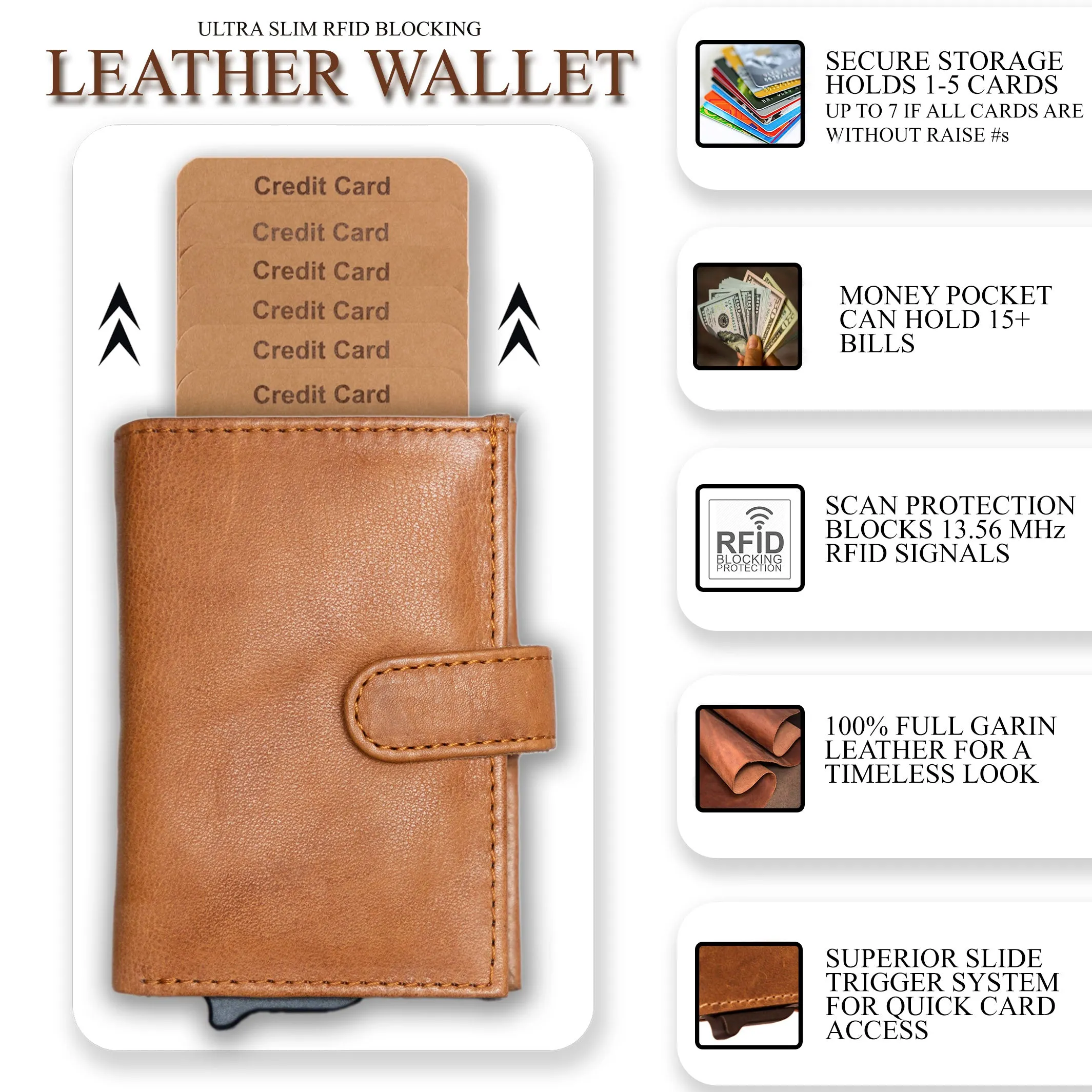 Nova RFID Compact Leather Wallet by Lady Conceal