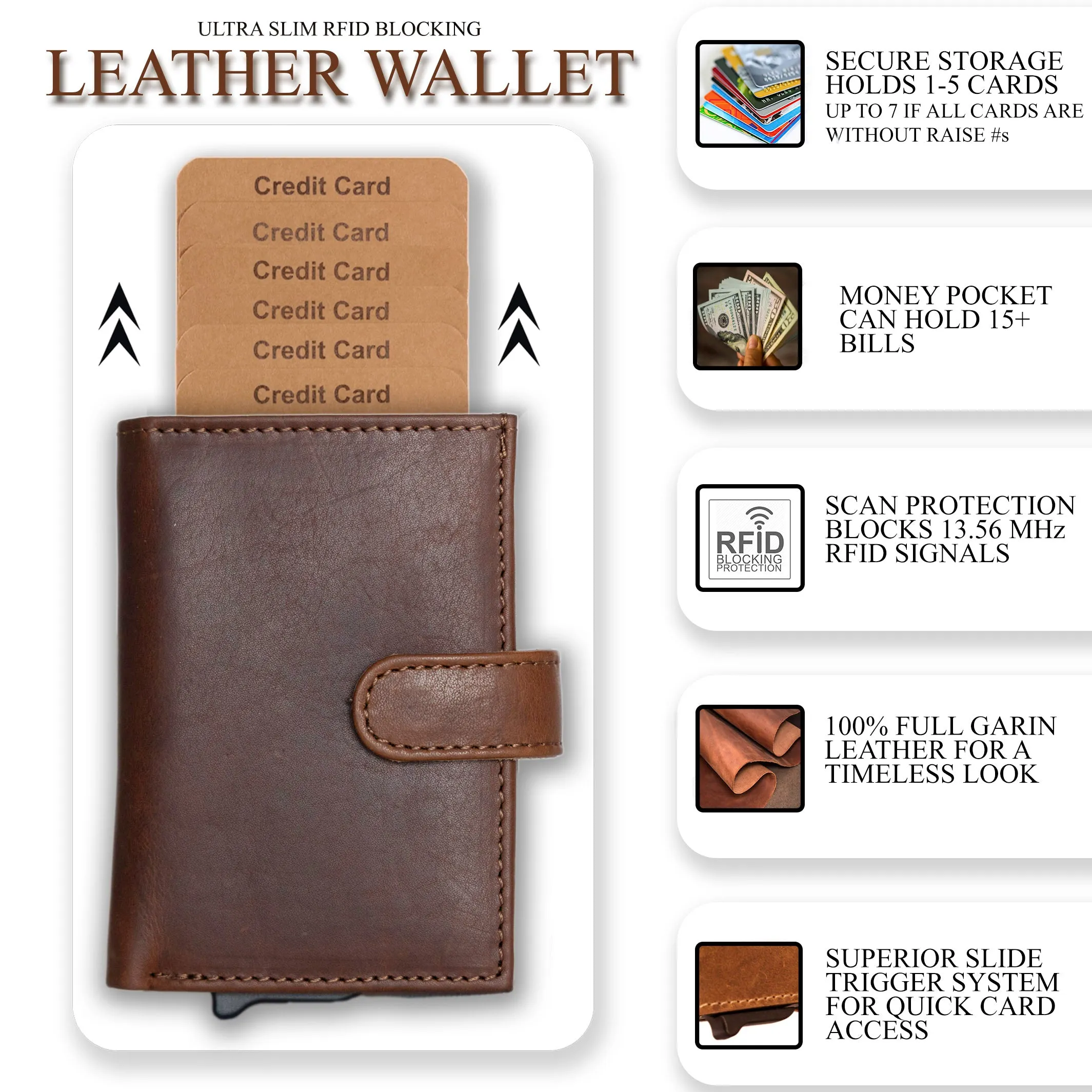 Nova RFID Compact Leather Wallet by Lady Conceal