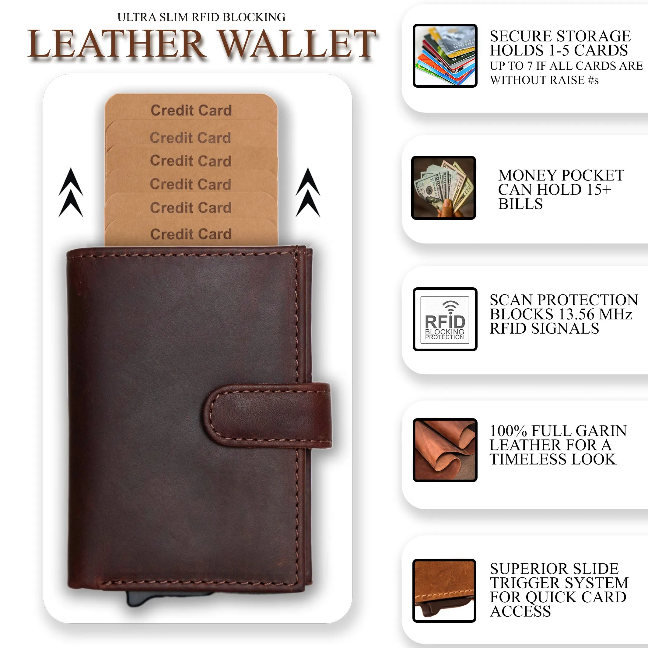 Nova RFID Compact Leather Wallet by Lady Conceal