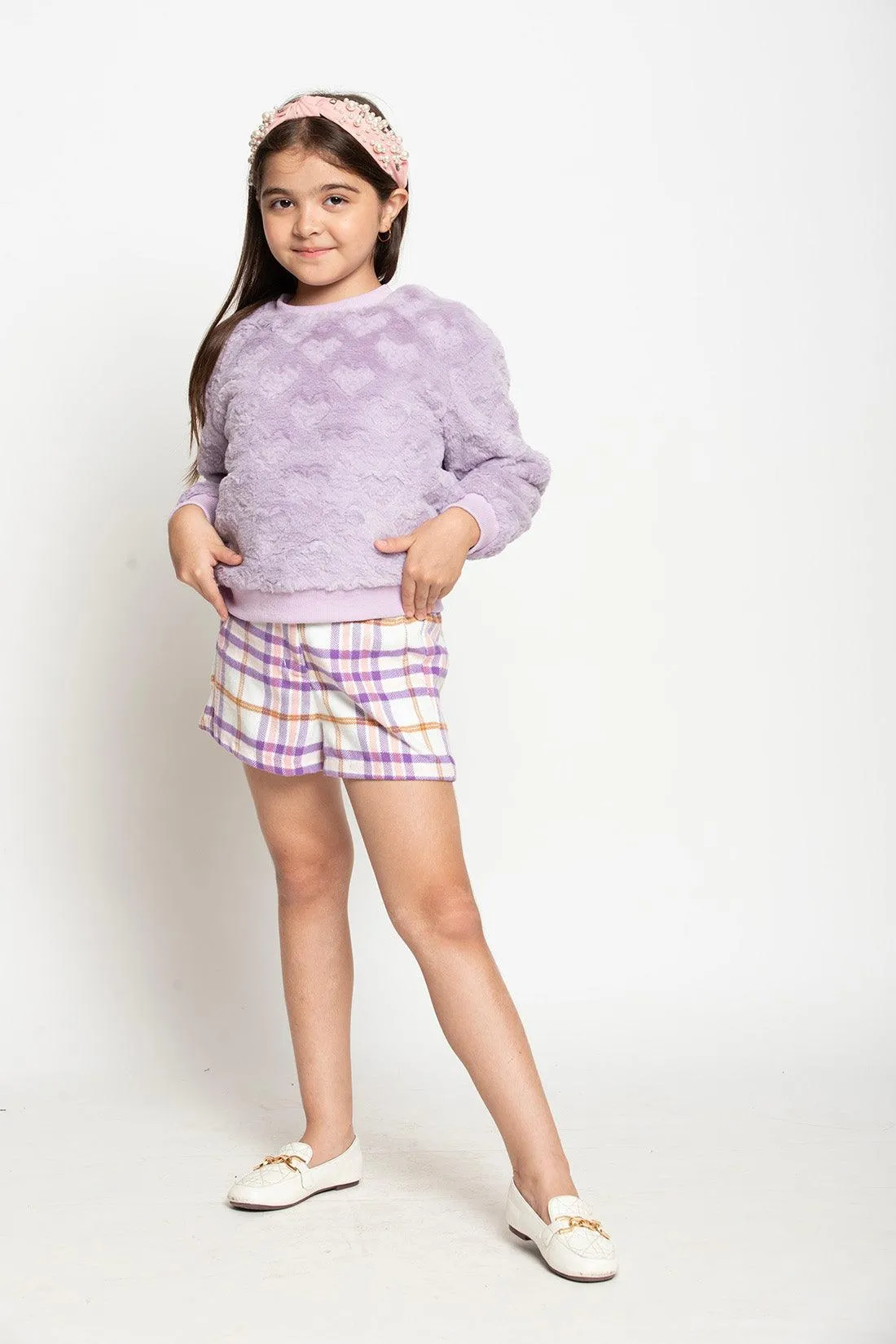 One Friday Varsity Chic Checkered Charm Shorts for Girls