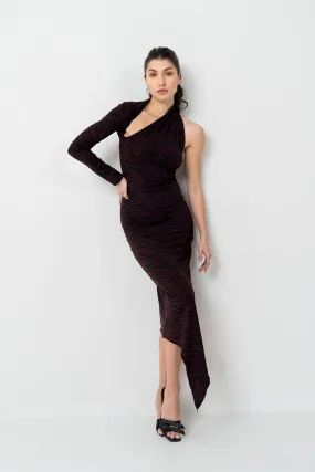 ONE SHOULDER BODYCON DRESS WITH ASYMMETRICAL HEMLINE