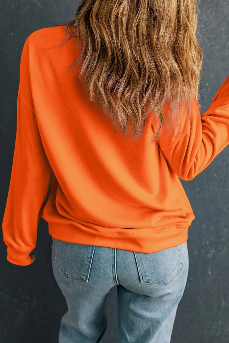 Orange "GOBBLE GOBBLE" Sequins Thanksgiving Sweatshirt