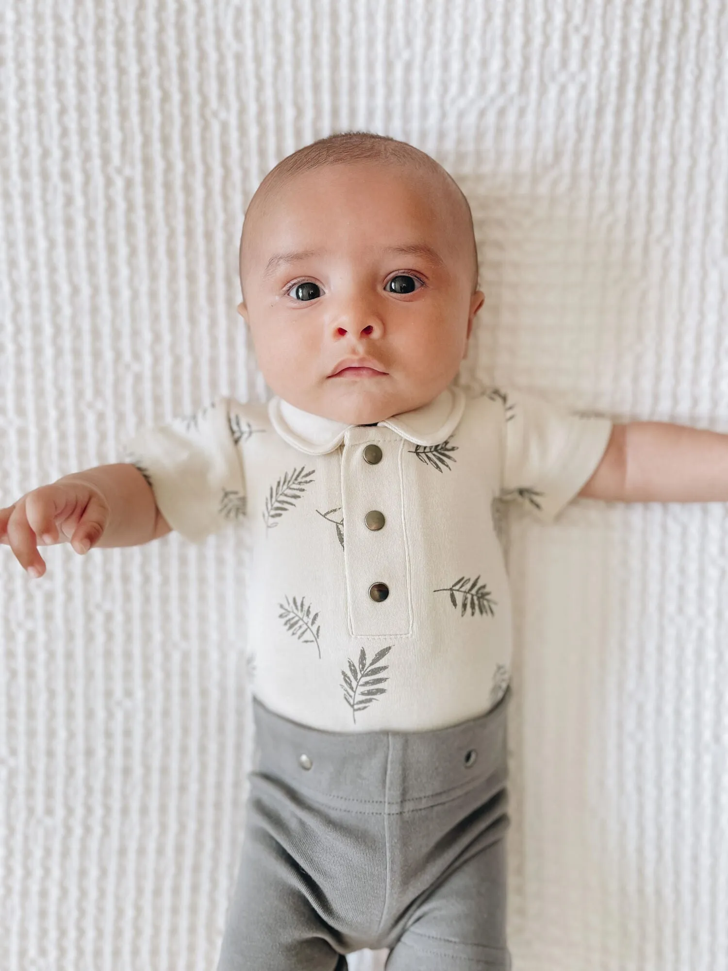 Organic Polo Bodysuit - Fern & Flower Prints