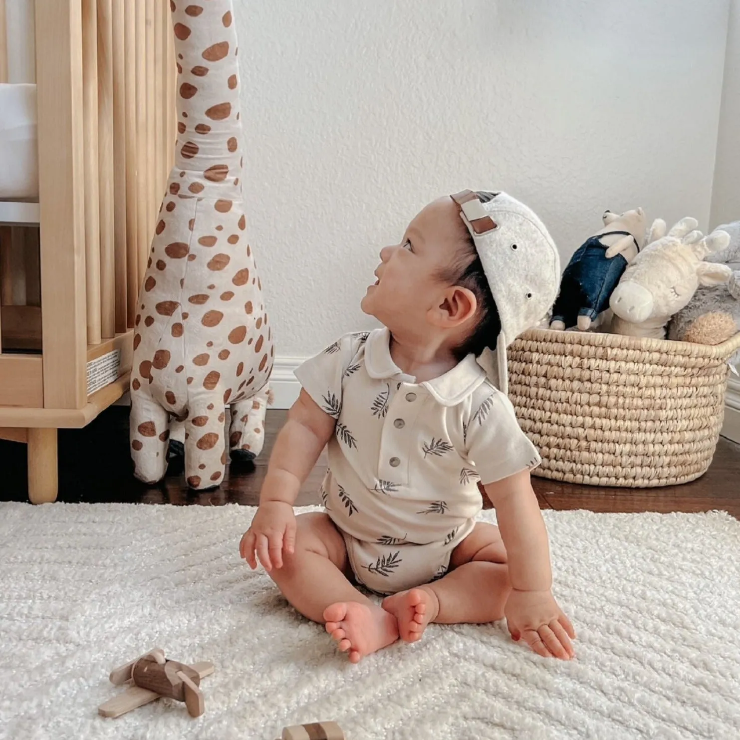 Organic Polo Bodysuit - Fern & Flower Prints